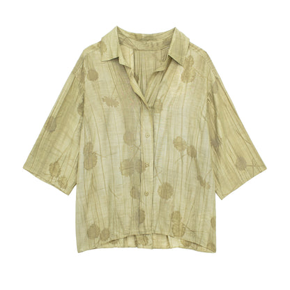 Women Spring Fall Jacquard Loose Shirt Casual