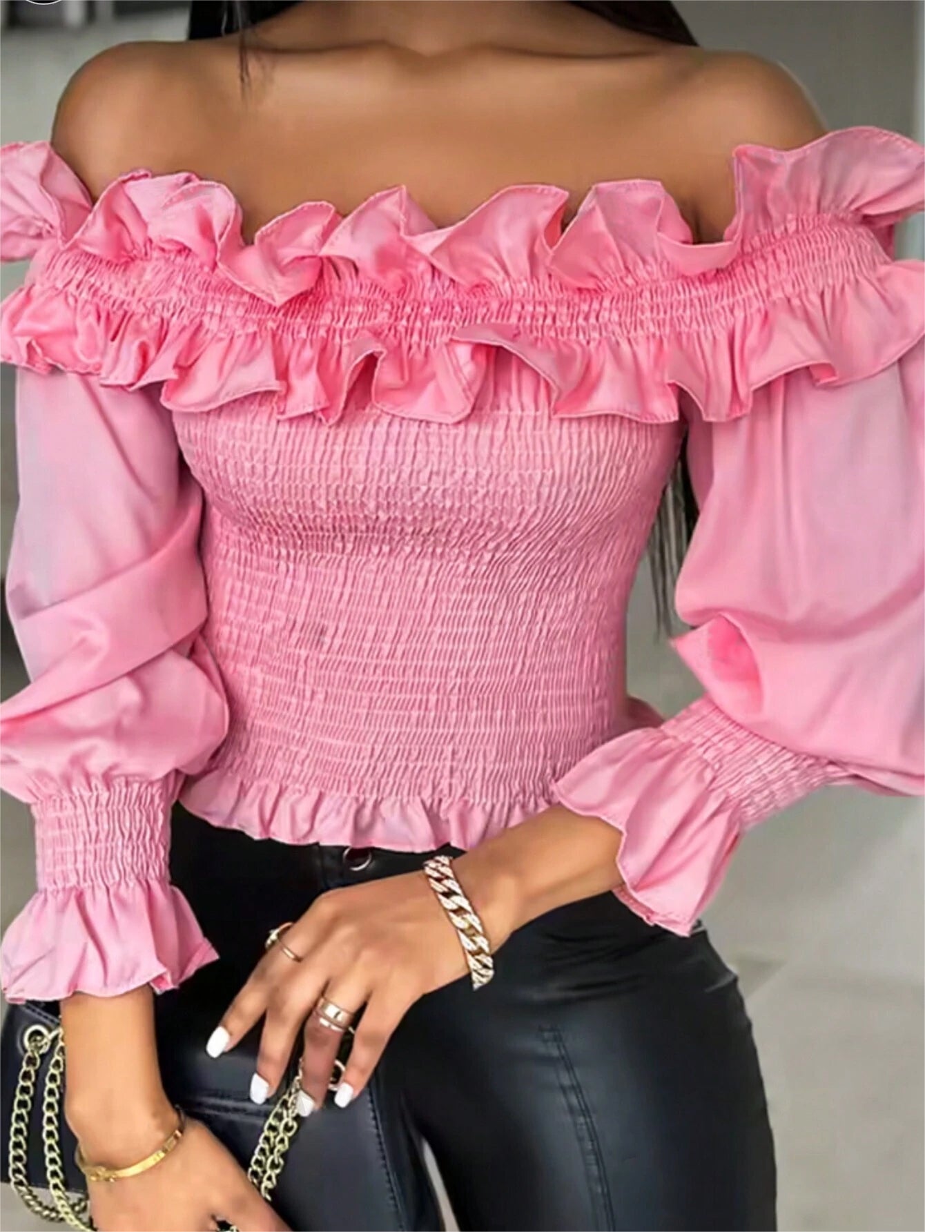 Women Spring Slim Solid Off Shoulder Top