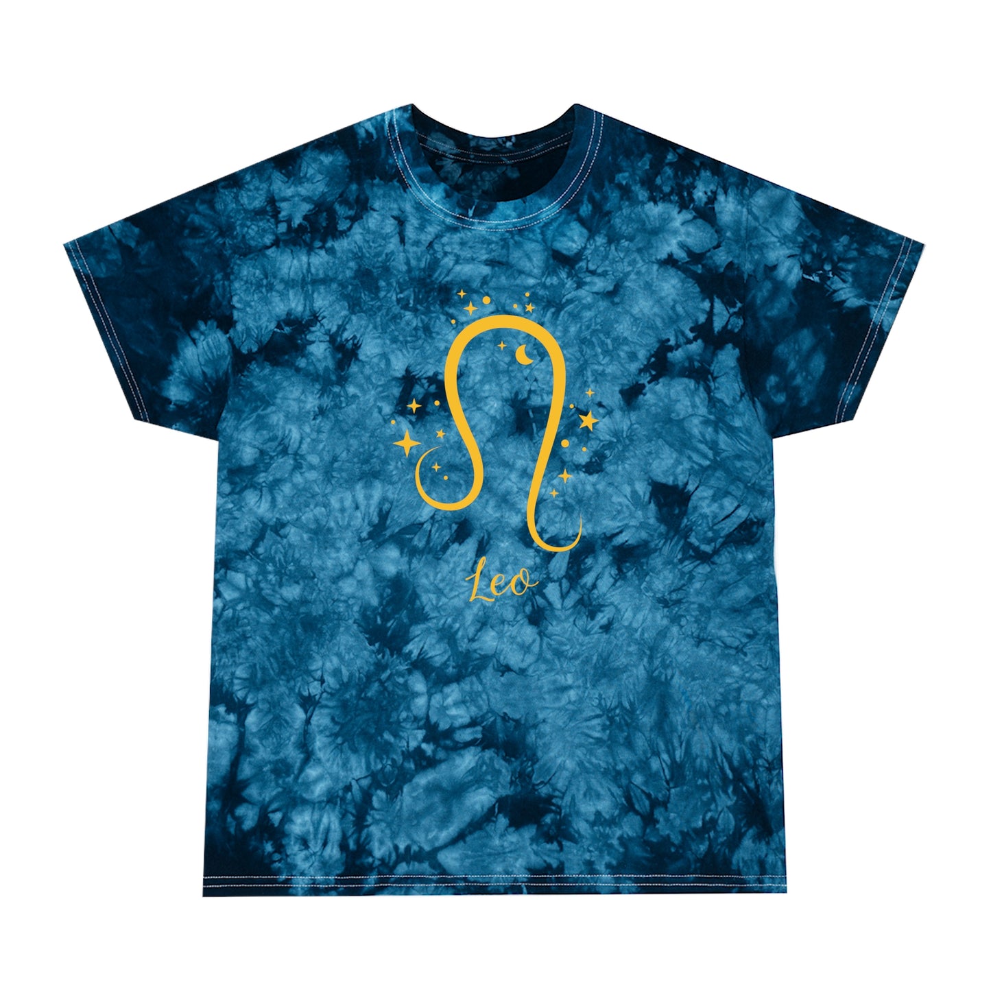 Signo del zodiaco Leo: camiseta con efecto tie-dye alienígena, cristal