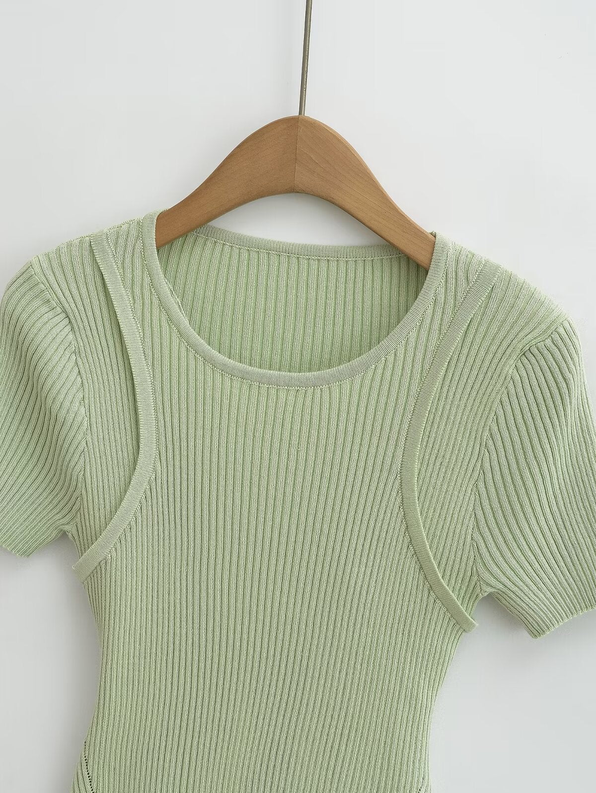 Damenbekleidung: French Back Hollow Out Cutout Kurzarmpullover