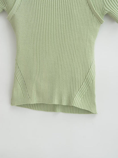 Damenbekleidung: French Back Hollow Out Cutout Kurzarmpullover