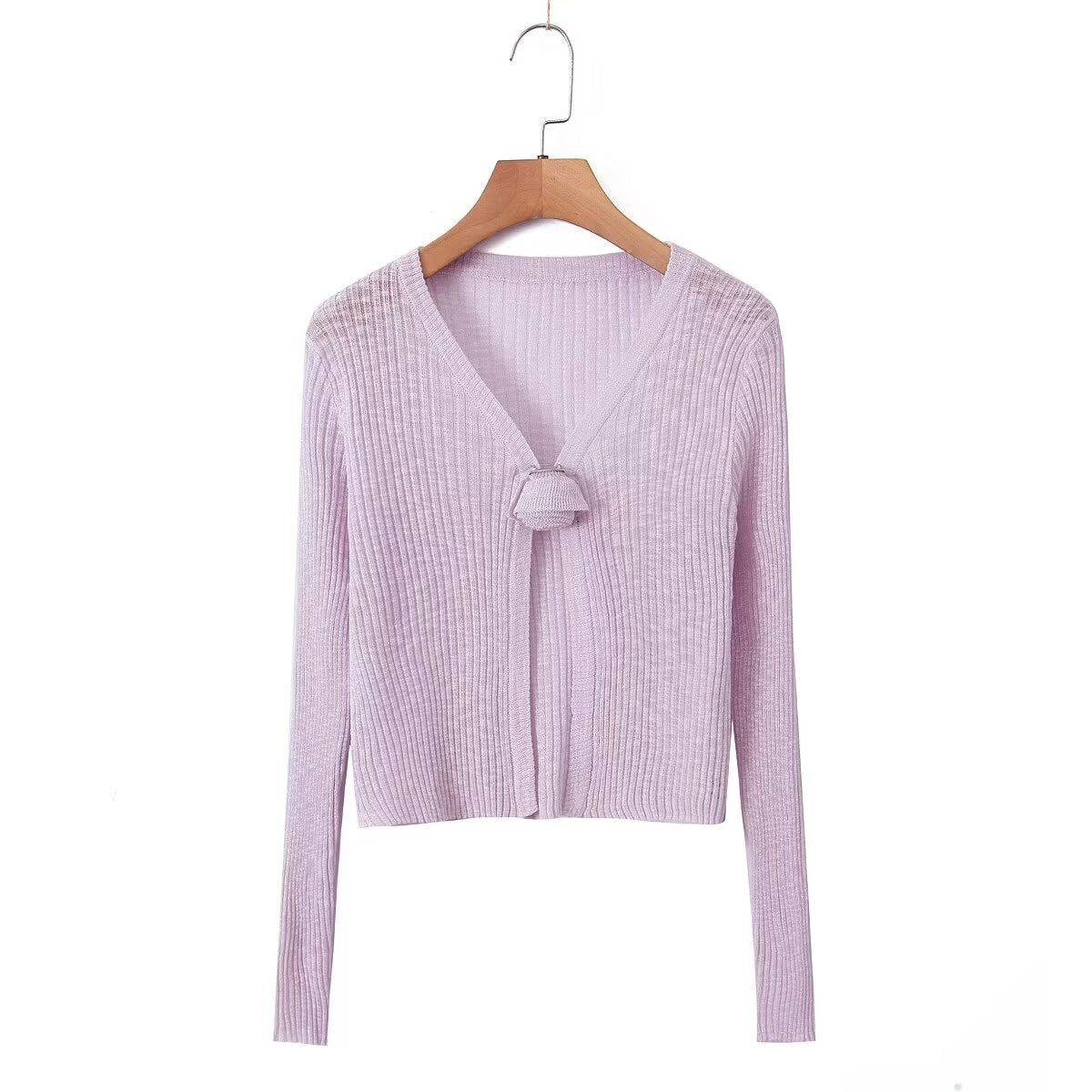 Pure Sexy Rose One Button Knitted Cardigan for Women Autumn Sexy