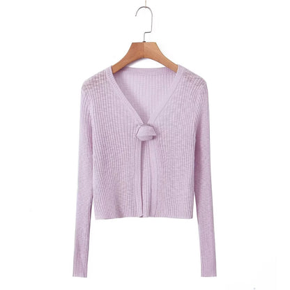 Pure Sexy Rose Ein Knopf Strickjacke für Frauen Herbst Sexy