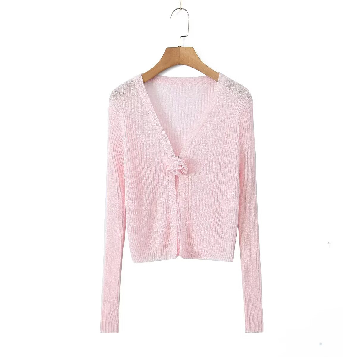 Pure Sexy Rose One Button Knitted Cardigan for Women Autumn Sexy