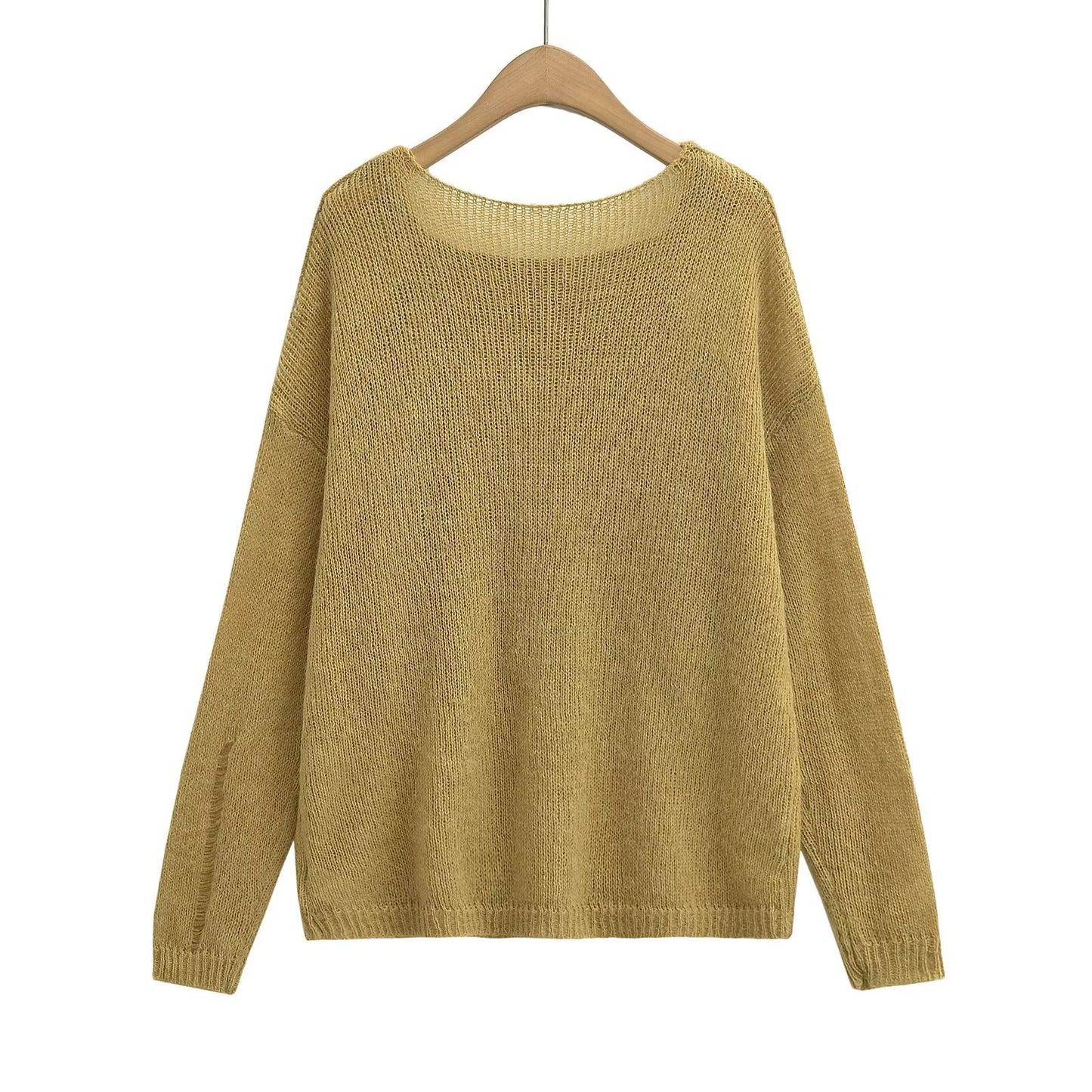 Women Clothing French Hollow Out Cutout Design Knitwear