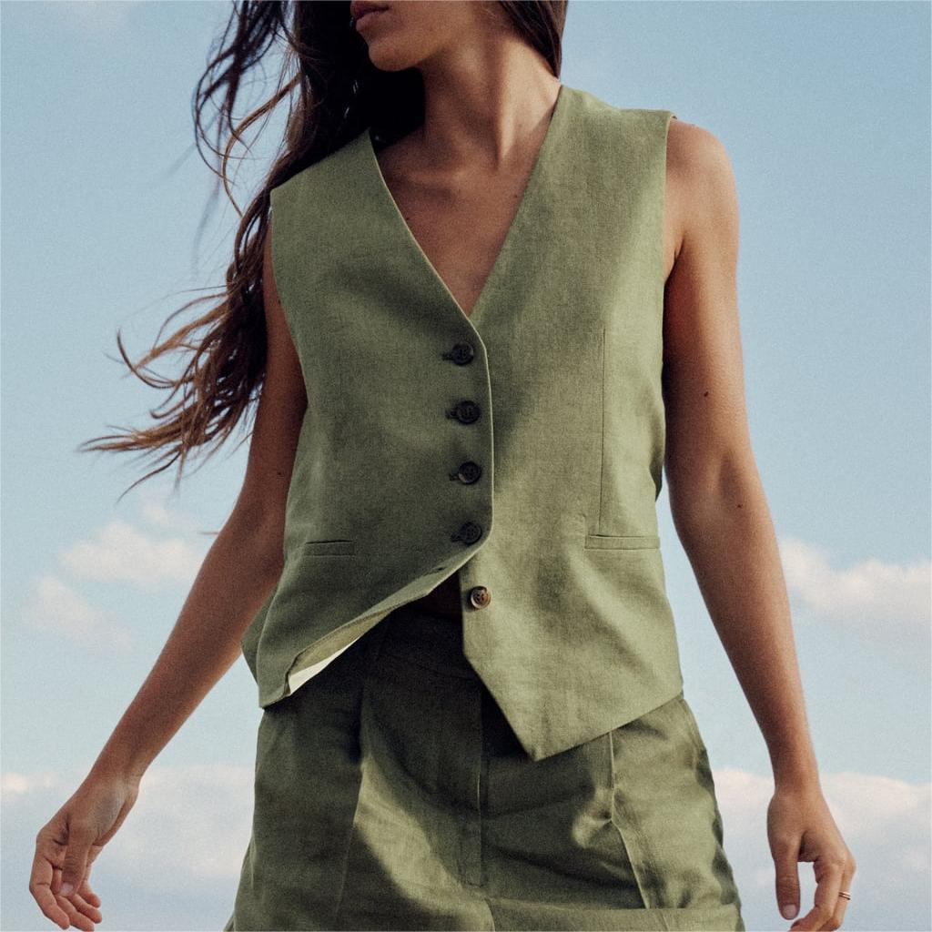 Summer Wind Women Blended Button Vest