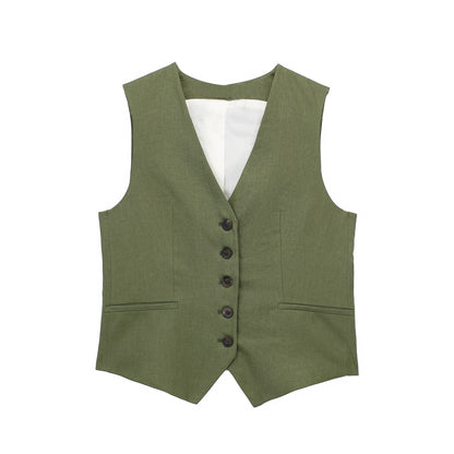 Summer Wind Women Blended Button Vest