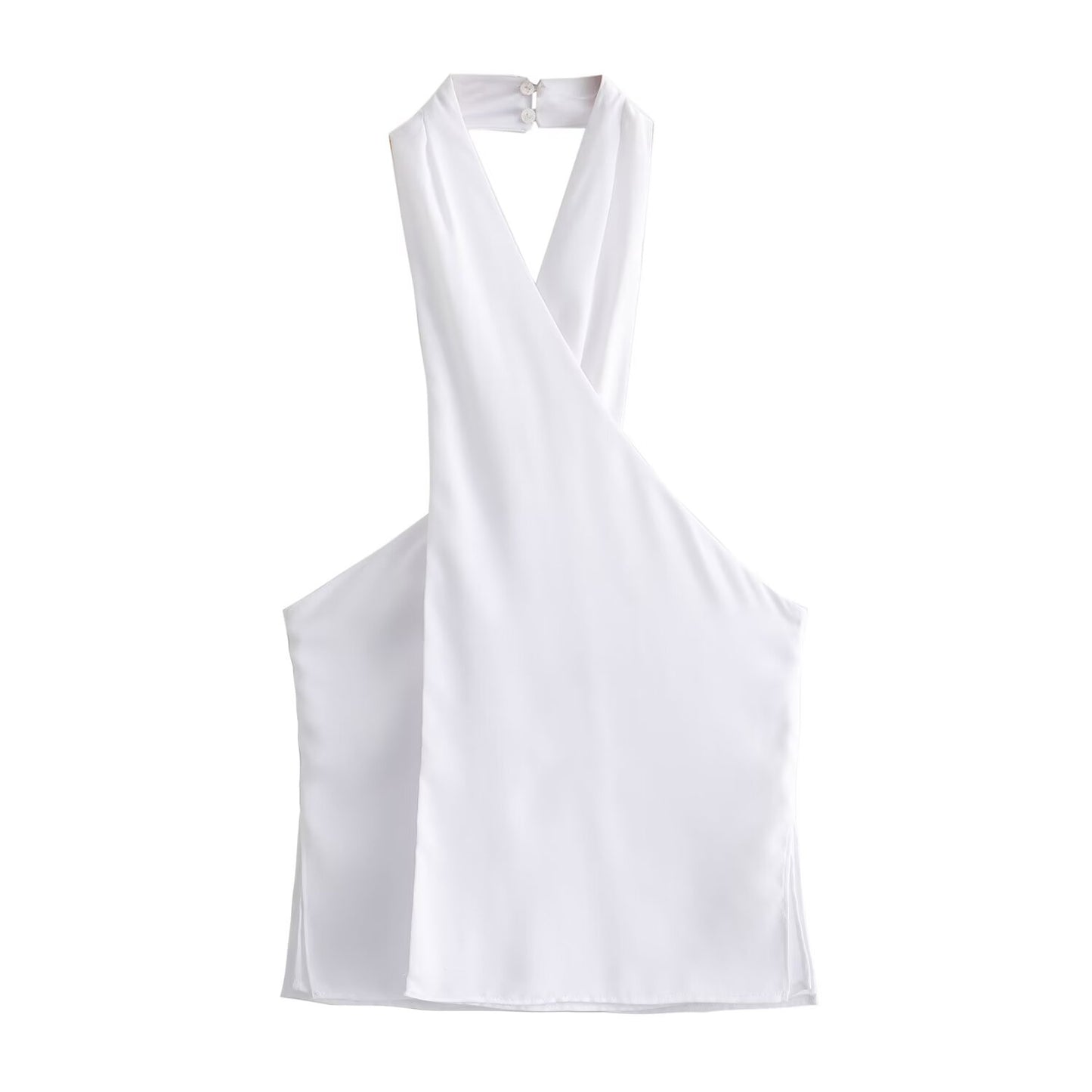 Spring Summer Women Backless Hanging Collar Top