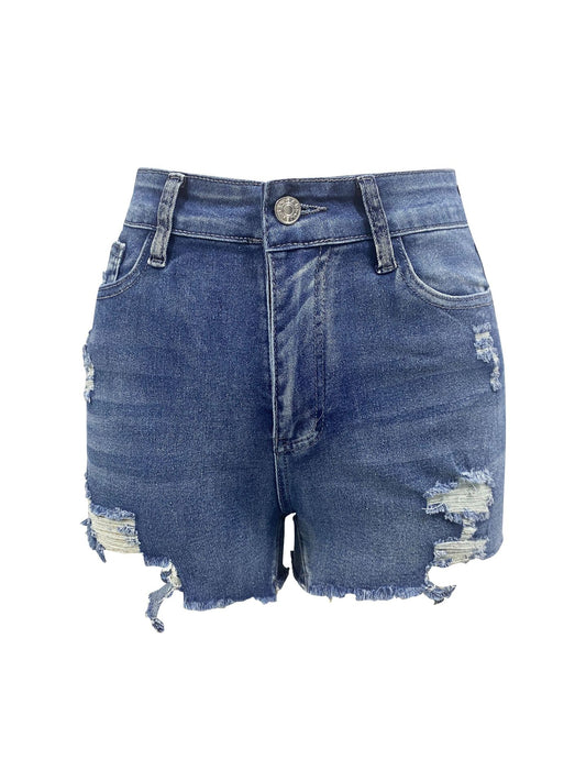 Zerrissene Denim-Shorts für Damen, Stretch, schlanke Persönlichkeit, Straße, ausgefranste Hose