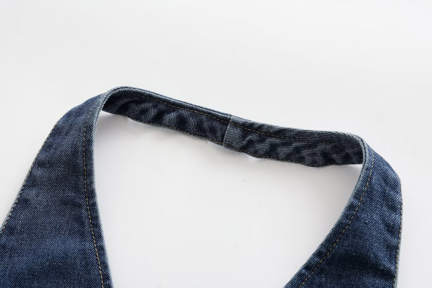 Damen Kleidung Französisch All Match Neckholder Ärmellos Schlank Kurze Jeansweste