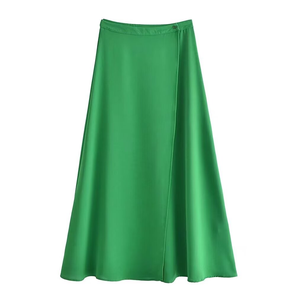 Spring Street Solid Color Cropped Small Top Slim Fit Mid Length Skirt Set