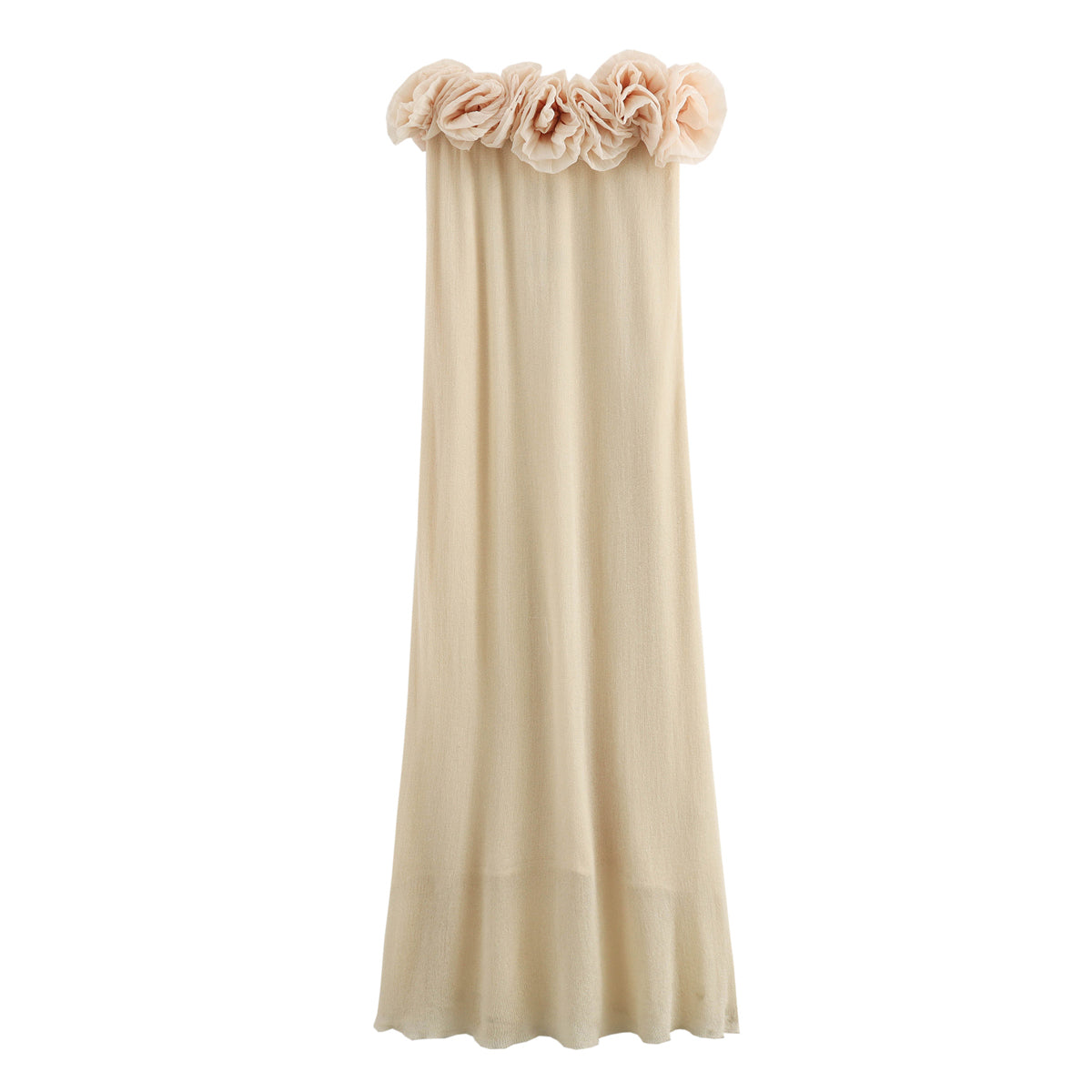 Ropa de mujer de primavera Vestido largo de tubo largo tejido con estampado floral delgado