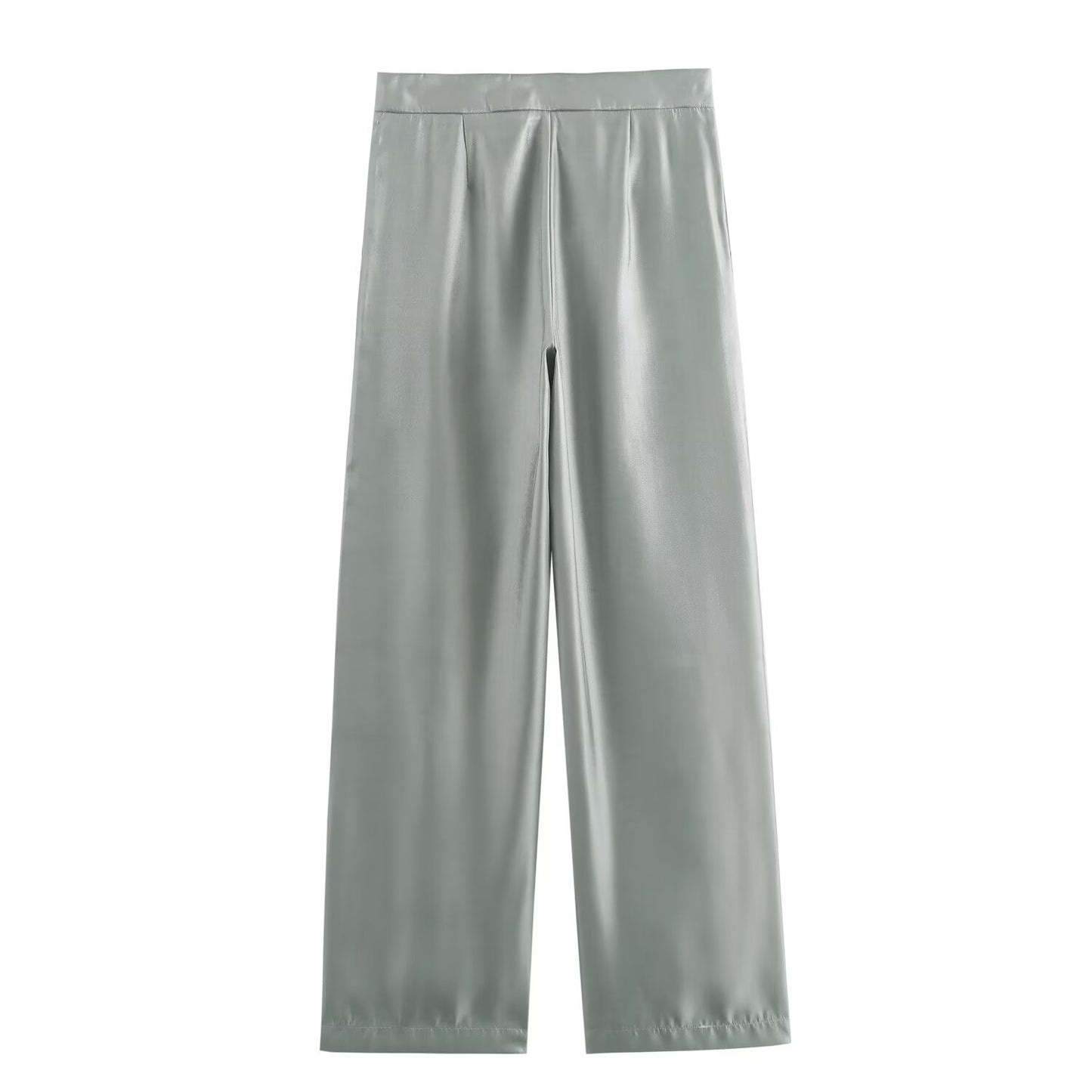 Women Clothing Summer High Grade Metallic Glossy Casual Metallic Trousers for Women Pant Sets