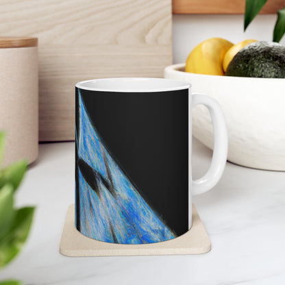 „El velero azul y las velas blancas: Una aventura de libertad en el mar“ – The Alien Keramiktasse 11 oz