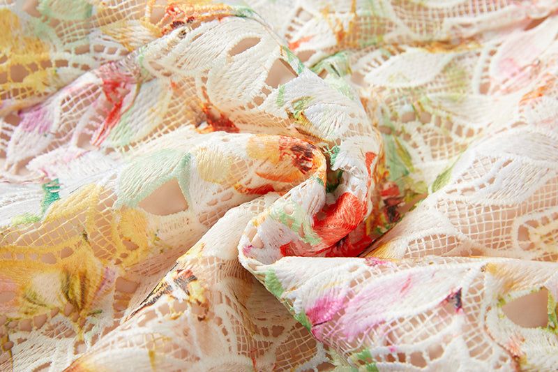 Vestido lencero bordado hueco de flores para mujer Vestido de encaje