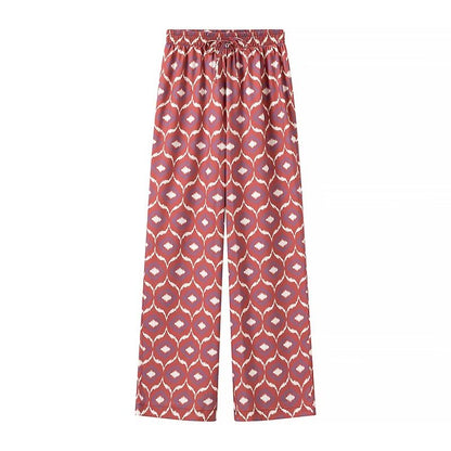 Pantalones de dos piezas con cuello y lazo floral para mujer de verano