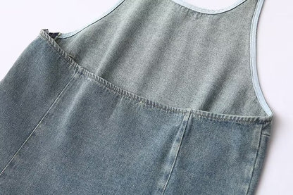 Frühling Damen Street Neck Ärmelloses Sling Denim Top