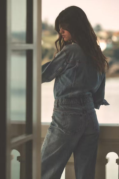 Sommer Damen Kleidung Lässiger einfacher Denim-Overall