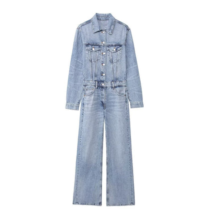 Summer Women Clothing Casual Simple Denim Jumpsuit