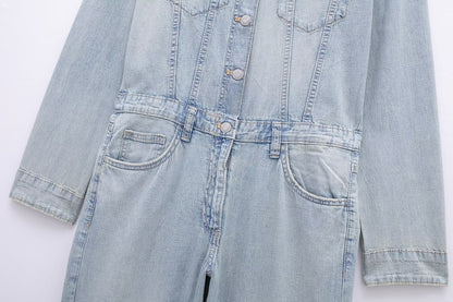 Verano Mujer Ropa Casual Simple Denim Mono