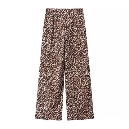 Spring Women Clothing Leopard Print Vest Casual Trousers Suit Two Piece Set