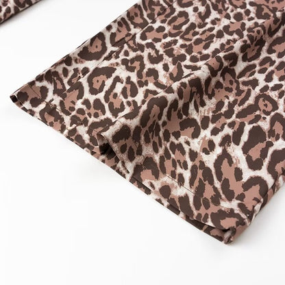 Ropa de primavera para mujer, chaleco con estampado de leopardo, pantalones informales, conjunto de dos piezas