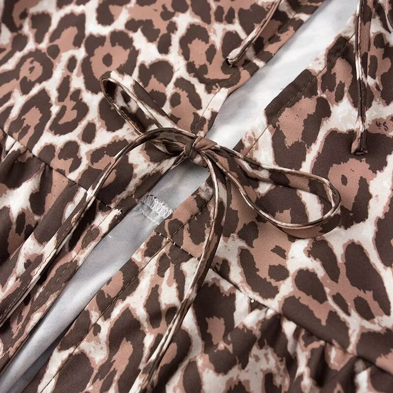 Ropa de primavera para mujer, chaleco con estampado de leopardo, pantalones informales, conjunto de dos piezas