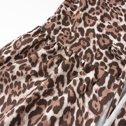 Frühling Frauen Kleidung Leopard Print Weste Casual Hosen Anzug Zwei Stück Set