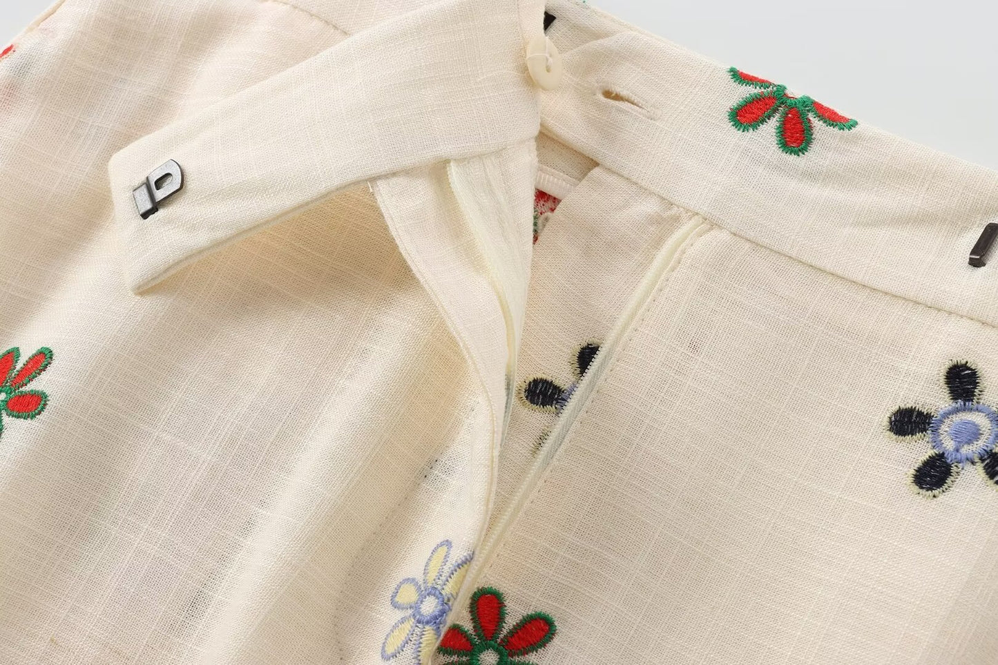 Ropa de mujer Camisa bordada floral de verano Traje culottes bordados