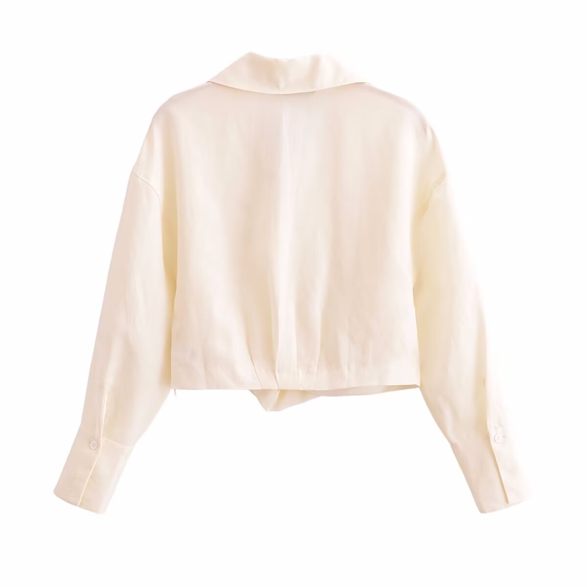 Women Knotted Short Lapels Loose Long Sleeve Shirt