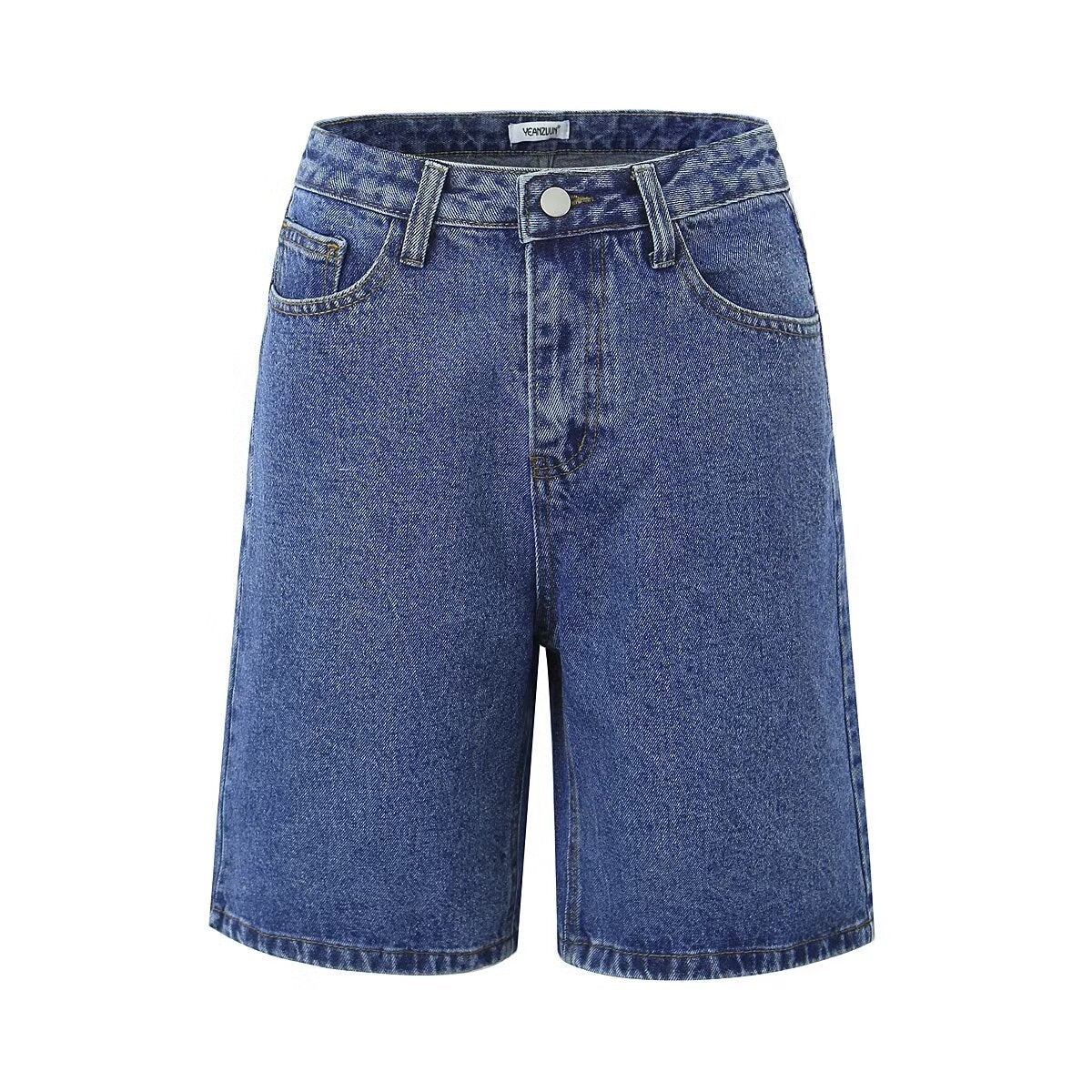 Jeansshorts mit Taschen, gerade, einfarbig, lockere, lässige Shorts für Damen