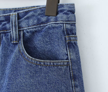 Jeansshorts mit Taschen, gerade, einfarbig, lockere, lässige Shorts für Damen