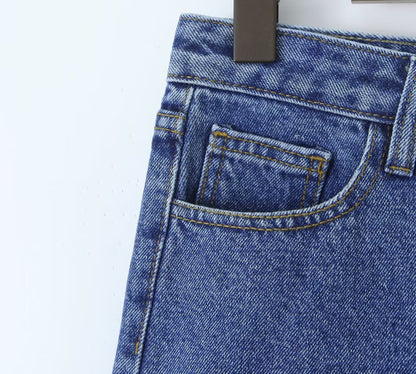 Jeansshorts mit Taschen, gerade, einfarbig, lockere, lässige Shorts für Damen