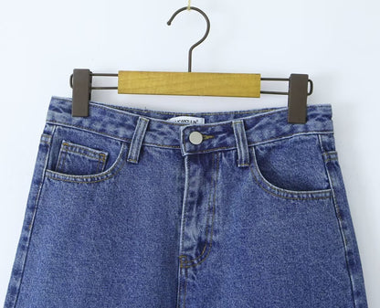 Jeansshorts mit Taschen, gerade, einfarbig, lockere, lässige Shorts für Damen