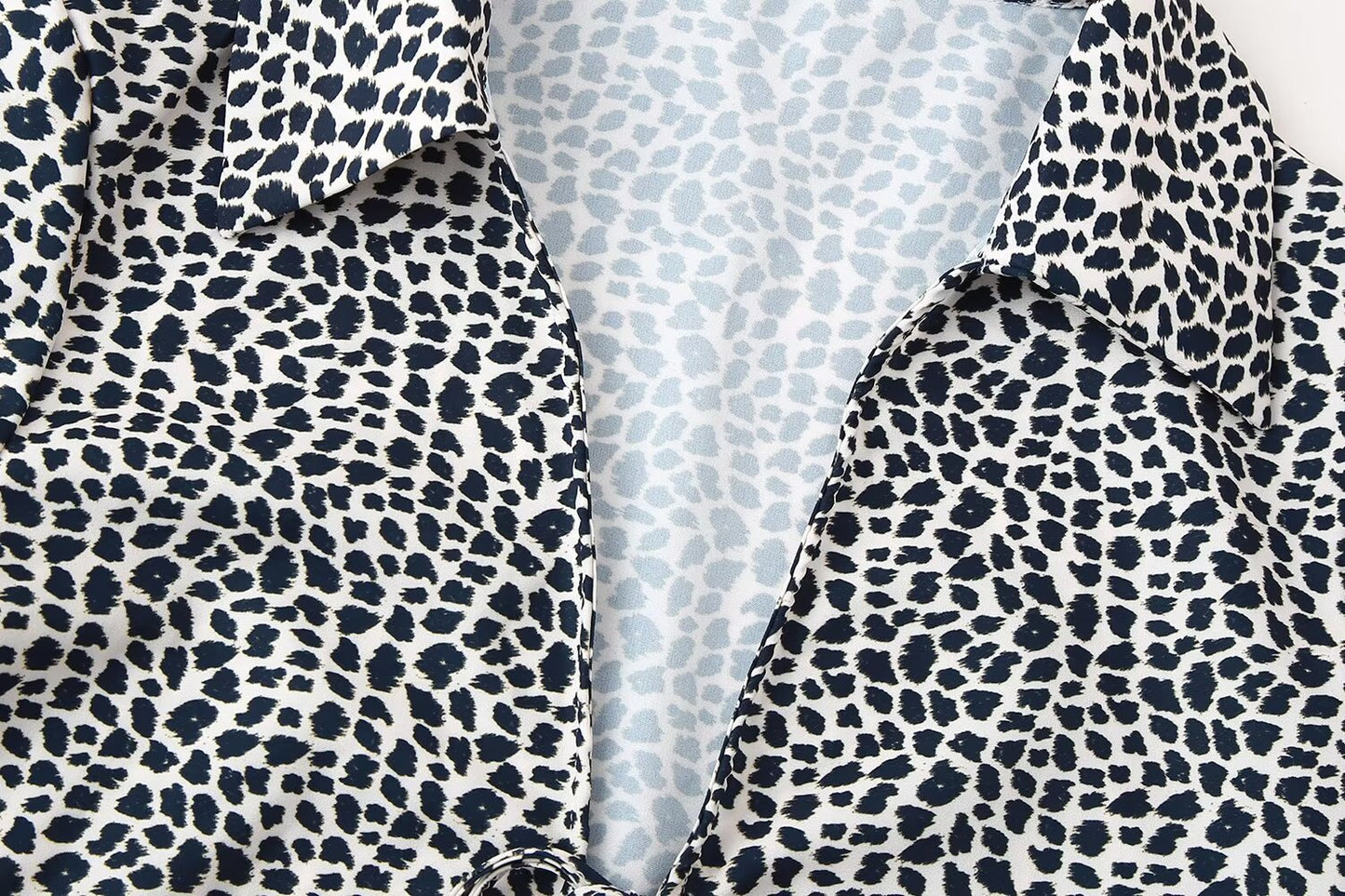 Camiseta de manga larga informal holgada con cordones y lazo de leopardo para mujer