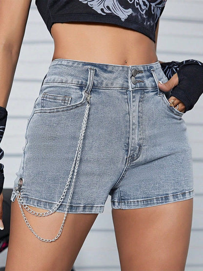 Sexy Jeans-Shorts mit hoher Taille, trendige, enge, hüftgewickelte Hose