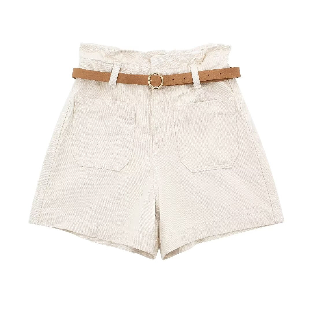 Women Clothing Summer Street With Belt Baggy Denim Shorts