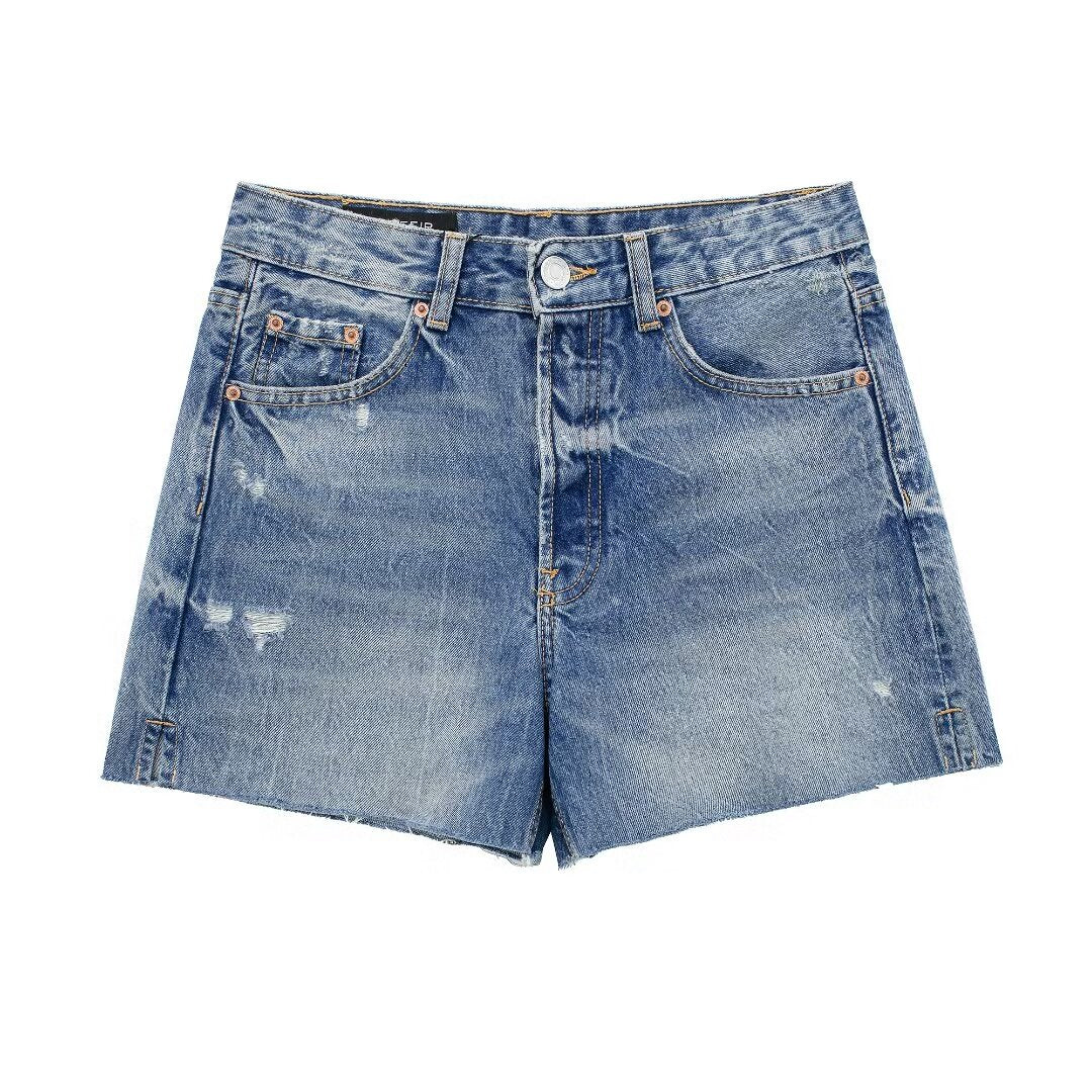 Damenbekleidung Sommer Zweifarbig Bequeme Hohe Taille Abnehmen Hand Ausgefranste Denim Shorts Hose