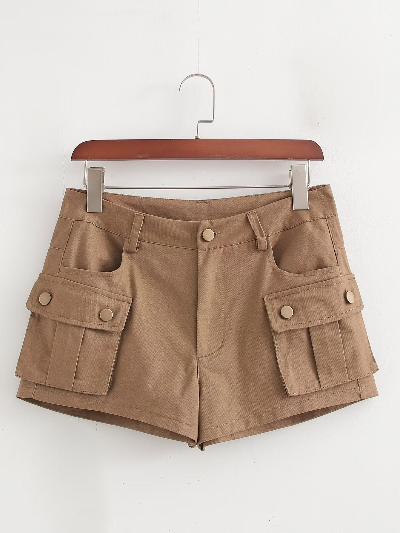 Damen Kleidung Hohe Taille Schlankheits Multi Pocket Dekoration Casual Cargo Shorts