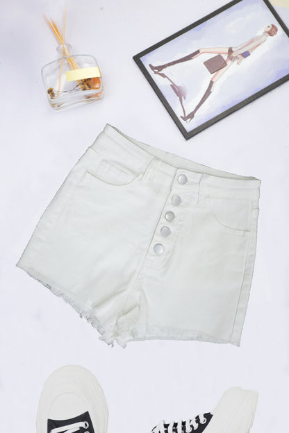 Summer Women Denim Shorts Breasted Casual Comfortable Burr