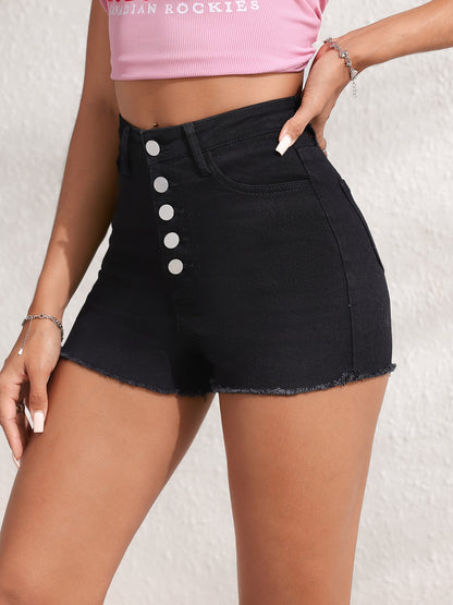 Verano Mujer Denim Shorts Breasted Casual Cómodo Burr