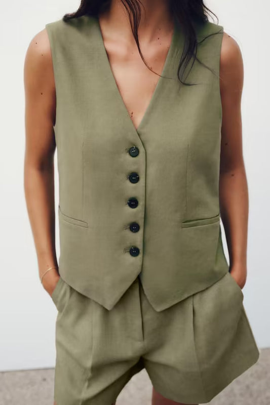 Women Clothing Summer Vest Vest Shorts Set
