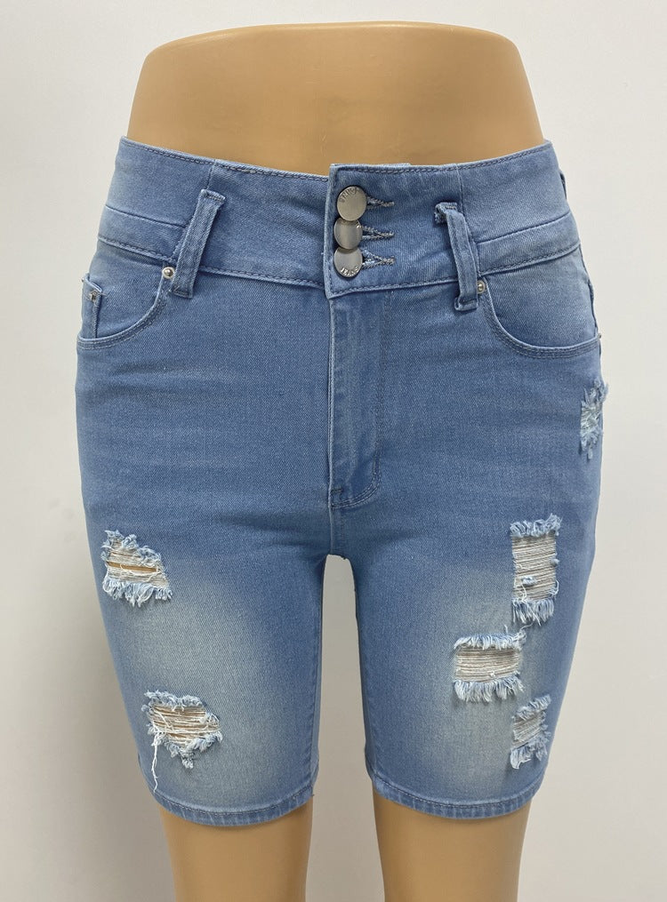 Hohe Taille Zerrissene Jeans Frauen Elastische Abnehmen Slim