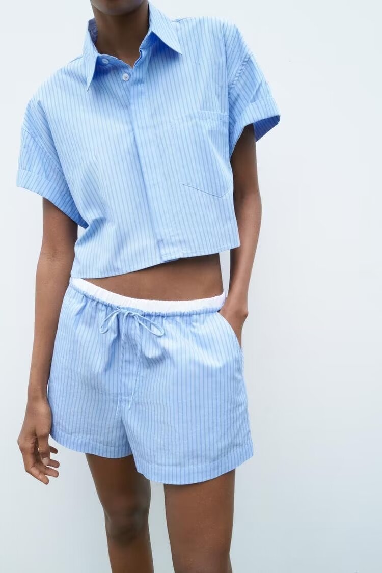 Women Poplin Short Shirt