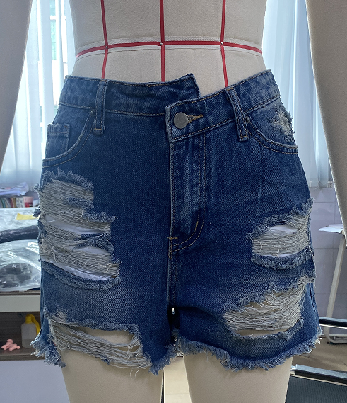 Zerrissene Shorts, geteilte Jeans-Shorts mit hoher Taille, schlankmachende Jeans-Shorts mit ausgefranstem Saum