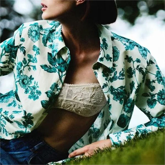 Summer Casual Floral Printed Long Sleeved Shirt