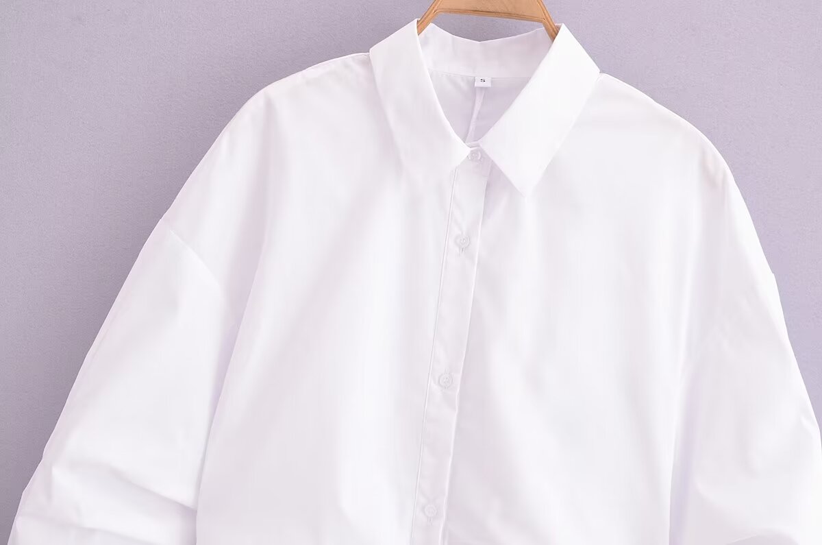 Camisa holgada de manga larga para mujer, camisa blanca que combina con todo