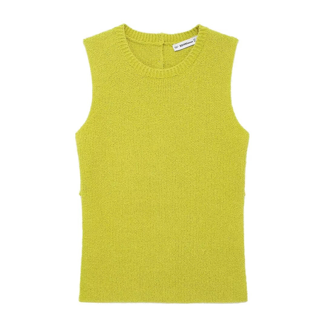 Women Women Back Button Plain Stitch Top