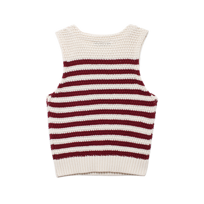 Summer Women Clothing Fashionable Golden Button Decoration Knitted Sleeveless Top