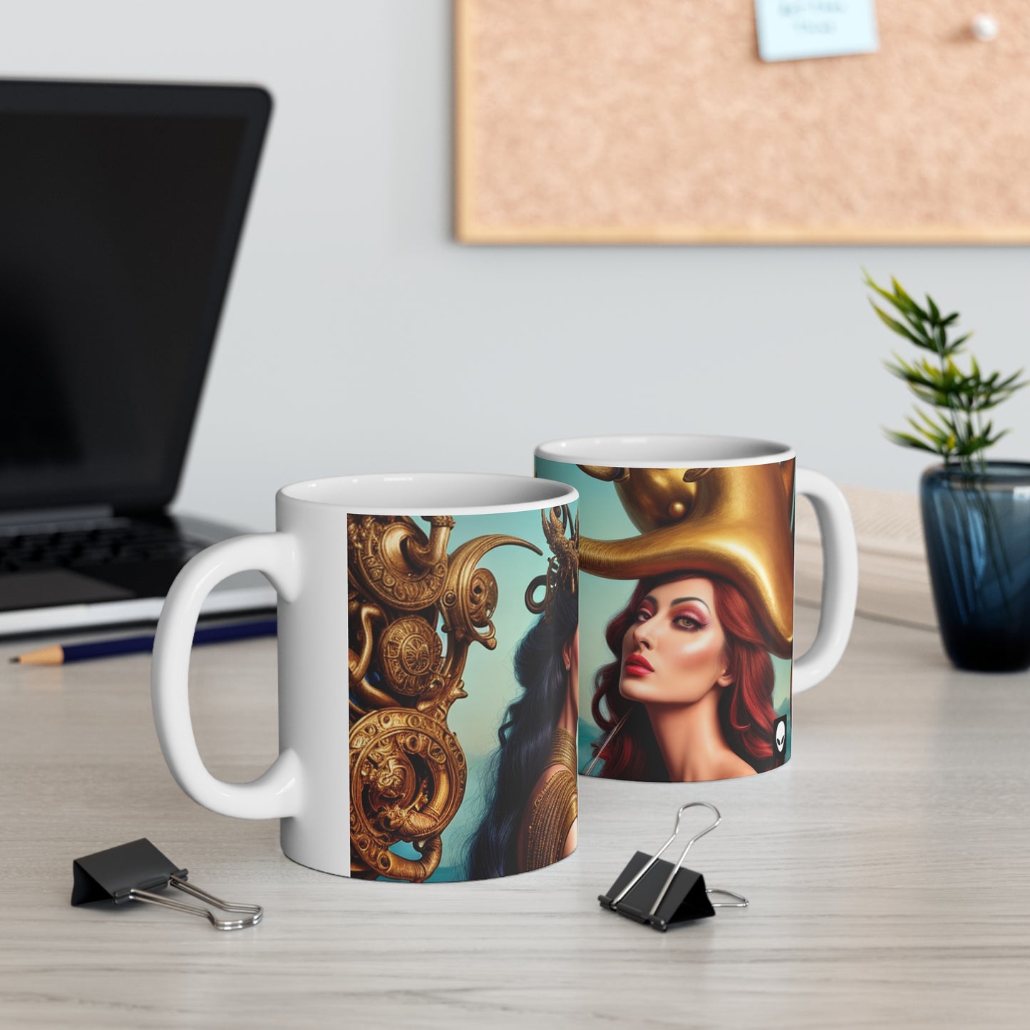 "Locura metafórica: una exploración de los mundos surrealistas de Salvador Dalí" - Taza de cerámica The Alien 11 oz